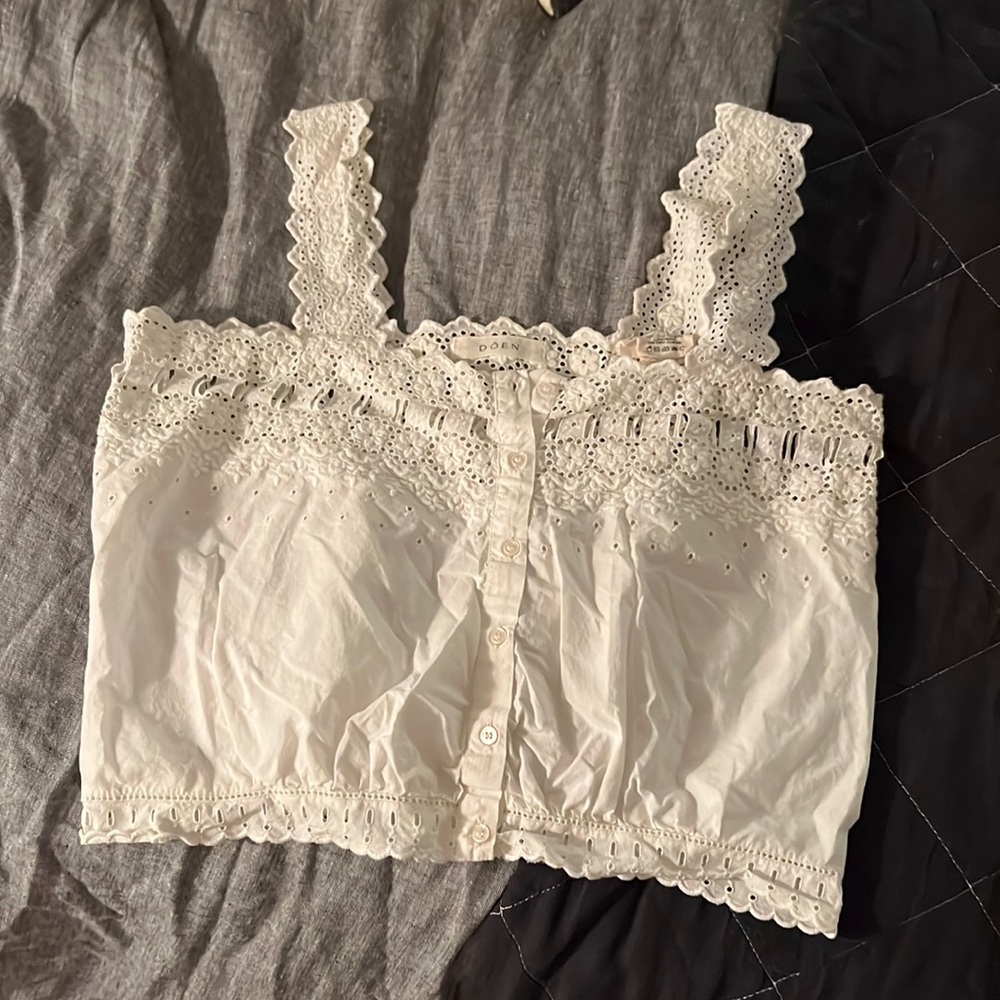Dôen cropped eyelet tank